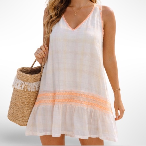 Free People Dresses & Skirts - Free People Run With Me sleeveless dress in ivory combo, size L, EUC